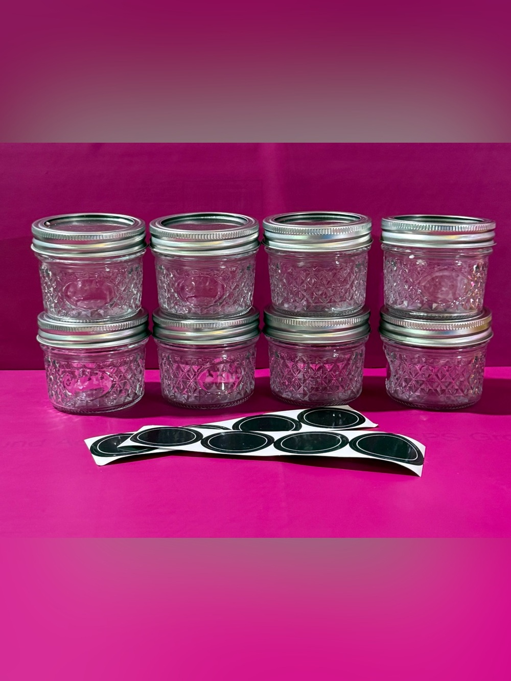 Clear Glass Mini Mason Jars with Silver Lids -8 oz. Set of 8 - Picture 2 of 5